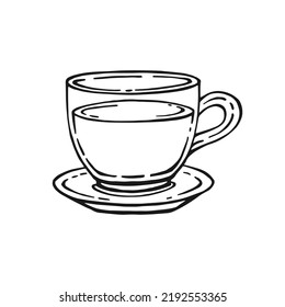 Tea cup on white background. Hand drawn vector illustration.