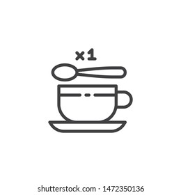 Tea cup with one spoon of sugar vector icon. filled flat sign for mobile concept and web design. 1 sugar spoon and coffee cup glyph icon. Symbol, logo illustration. Vector graphics