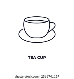 tea cup outline icon. Linear vector from kitchen concept. Thin line tea cup icon isolated on white background
