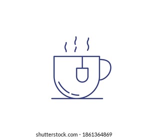 Tea cup outline icon on white background.