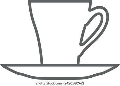 Tea Cup Outline Icon. Vector Illustration.