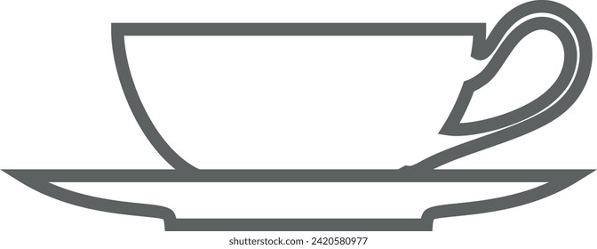 Tea Cup Outline Icon. Vector Illustration.