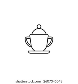 Tea cup outline icon with white background