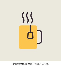 Icono aislado del contorno de la copa de té. Signo de área de trabajo. Símbolo gráfico para el diseño del sitio web, logotipo, aplicación, interfaz de usuario. Ilustración del vector, EPS10.