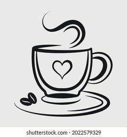 Tea Cup Outline Printable Vector Design 