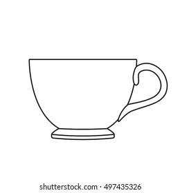 Tea cup. Outline vector illustration isolated on white background