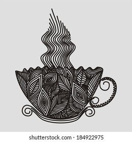 Tea cup pattern vector illustration