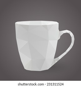 tea cup with polygonal abstract design