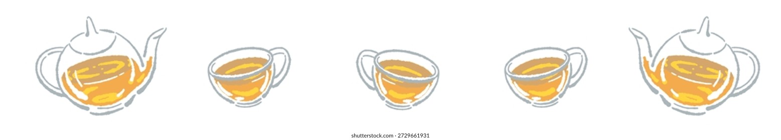 Tea Cup and Pot Divider Line Vector
