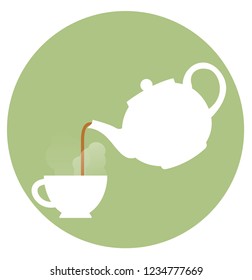 Tea Cup and Pot Vector Illustration