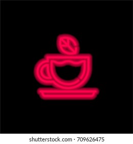 Tea cup red glowing neon ui ux icon. Glowing sign logo vector