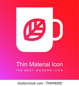 Tea cup red and pink gradient material white icon minimal design