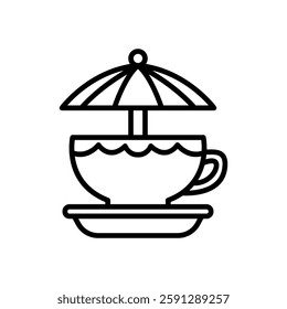 tea cup ride icon vector, line style icon