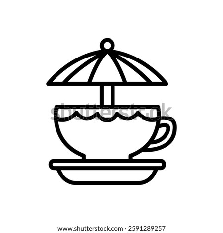tea cup ride icon vector, line style icon