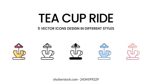 Tea Cup Ride iconos. Conveniente para la página web, aplicación móvil, UI, UX y diseño de GUI.