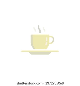 Tea cup and saucer flat icon, vector sign, Hot coffee cup colorful pictogram isolated on white. Symbol, logo illustration. Flat style design