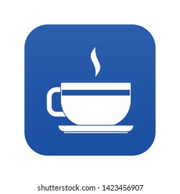 Tea cup and saucer icon digital blue for any design isolated on white vector illustration
