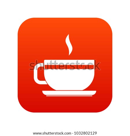 Tea cup and saucer icon digital red for any design isolated on white vector illustration