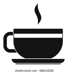 Tea cup and saucer icon. Simple illustration of tea cup and saucer vector icon for web