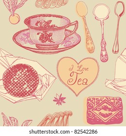 tea cup seamless background