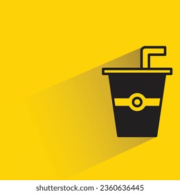 tea cup with shadow on yellow background