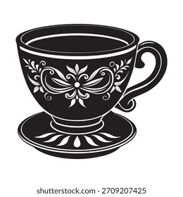 Taza de té Ilustración vectorial de silueta