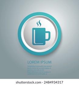 Tea cup simple blue icon. Vector illustration in flat