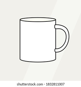 Tea cup simple form vector illustration. Vector line illustration isolated mug logo icon cafe menu banner flayer. Tea cup logo coffee shop. Silhouette tea cup demitasse coffee mug isolated background