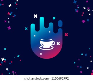 Tea cup simple icon. Coffee drink sign. Fresh beverage symbol. Cool banner with icon. Abstract shape with gradient. Vector