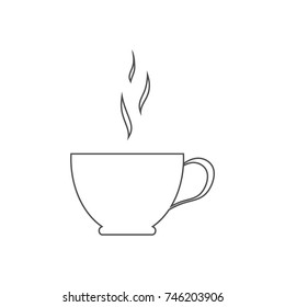 Tea cup simple icon. Vector. Contour illustration.