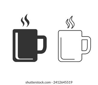 Tea cup simple line icon set vector illustration flat sign