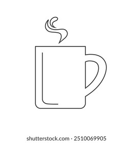 Icono de línea simple de taza de té. Ilustración vectorial en piso