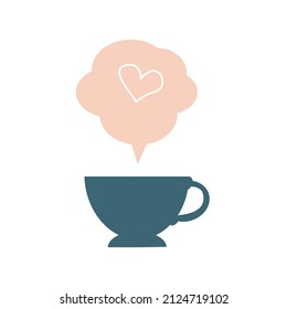 Tea cup with smoke. Vector element design.