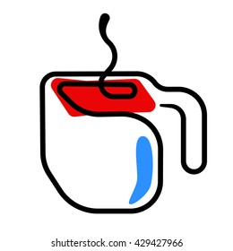 Tea cup ,square shape, flat style. Vector illustration