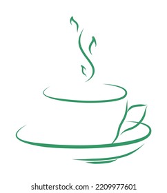 Tea cup with steam in the form of leaves