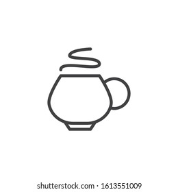 Tea cup with steam line icon. linear style sign for mobile concept and web design. Hot coffee cup outline vector icon. Breakfast symbol, logo illustration. Vector graphics