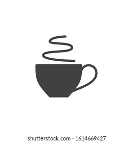 Tea cup with steam vector icon. filled flat sign for mobile concept and web design. Hot coffee cup glyph icon. Breakfast symbol, logo illustration. Vector graphics