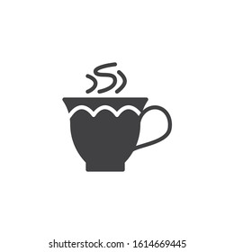 Tea cup with steam vector icon. filled flat sign for mobile concept and web design. Hot tea cup glyph icon. Symbol, logo illustration. Vector graphics