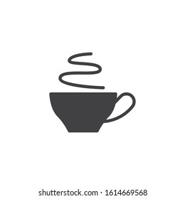 Tea cup with steam vector icon. filled flat sign for mobile concept and web design. Hot coffee cup glyph icon. Breakfast symbol, logo illustration. Vector graphics
