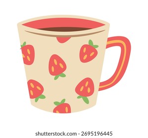 Tea cup with strawberries decor