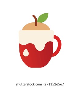 eine Teetasse mit Erdbeerscheiben-Ikonen fallen wie.