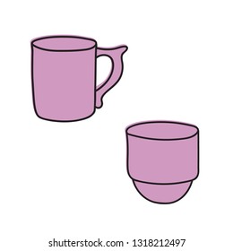 tea cup and sugar hand drawn illustration. Icon, graphic symbol, part of image design , kitchen hardware