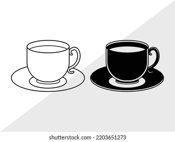 Ilustración de vectores imprimibles de Tea Cup SVG
