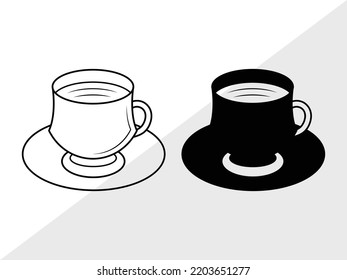 Tea Cup SVG Printable Vector Illustration