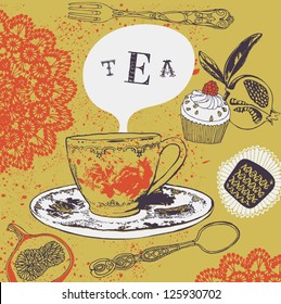 tea cup and sweets