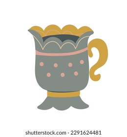 tea cup tableware isolated white background. vector illustration