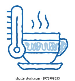 tea cup temperature sketch icon vector. Hand drawn blue doodle line art tea cup temperature sign. isolated symbol illustration