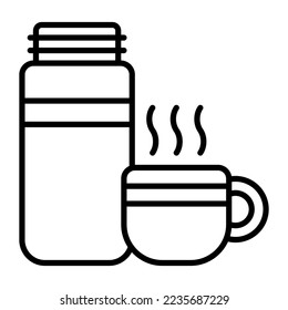 Teebeutel und Thermoskanne Symbol im trendigen Stil