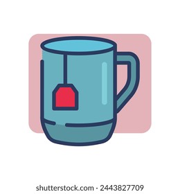 Teetasse dünne Linie Symbol. Teebeutel, Becher, heißes Getränk. Frühstück Getränk oder Café-Konzept. Vektor-Illustrations-Symbolelement für Webdesign und Apps