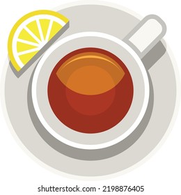 Tea cup top view. Cartoon hot drink icon